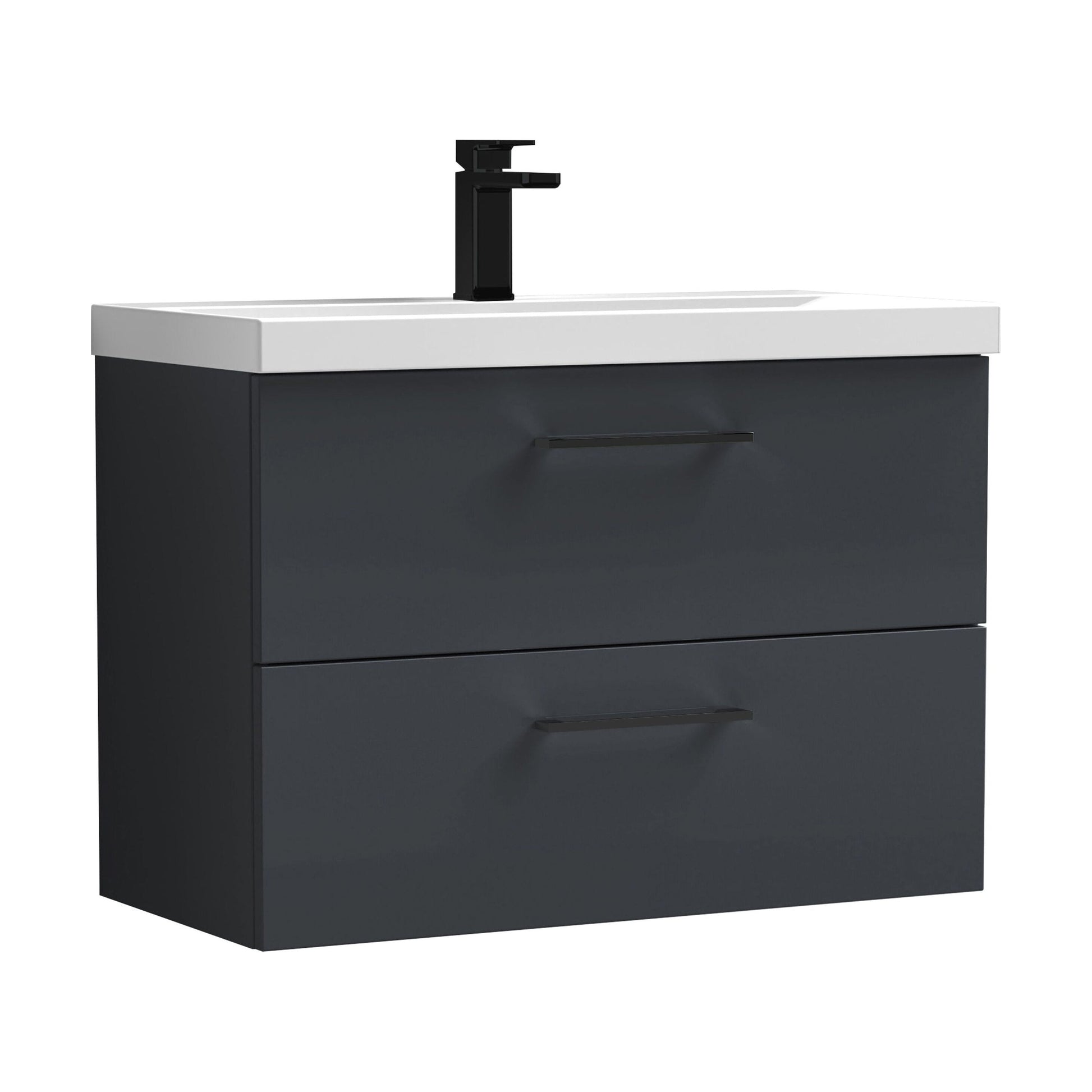 [BFLE1426AH018] Bramshall Wall Hung 2 Drawer Vanity Unit with Mid-Edge Ceramic Basin - Choice of Colour, Handle Finish and Size - Cutout