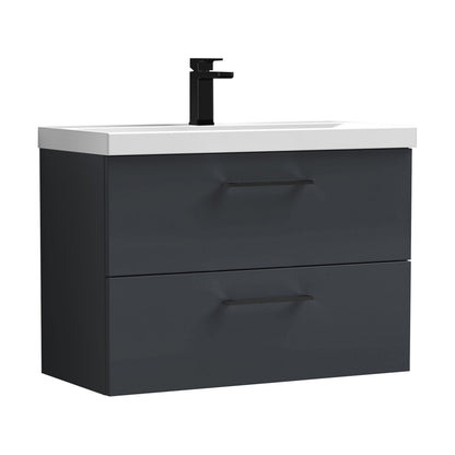 [BFLE1426AH018] Bramshall Wall Hung 2 Drawer Vanity Unit with Mid-Edge Ceramic Basin - Choice of Colour, Handle Finish and Size - Cutout