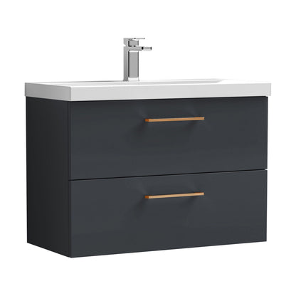 [BFLE1426AH019] Bramshall Wall Hung 2 Drawer Vanity Unit with Mid-Edge Ceramic Basin - Choice of Colour, Handle Finish and Size - Cutout