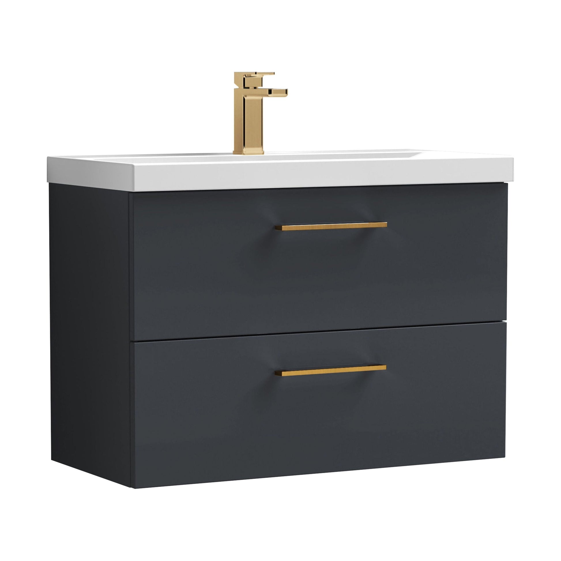 [BFLE1426AH1516] Bramshall Wall Hung 2 Drawer Vanity Unit with Mid-Edge Ceramic Basin - Choice of Colour, Handle Finish and Size - Cutout
