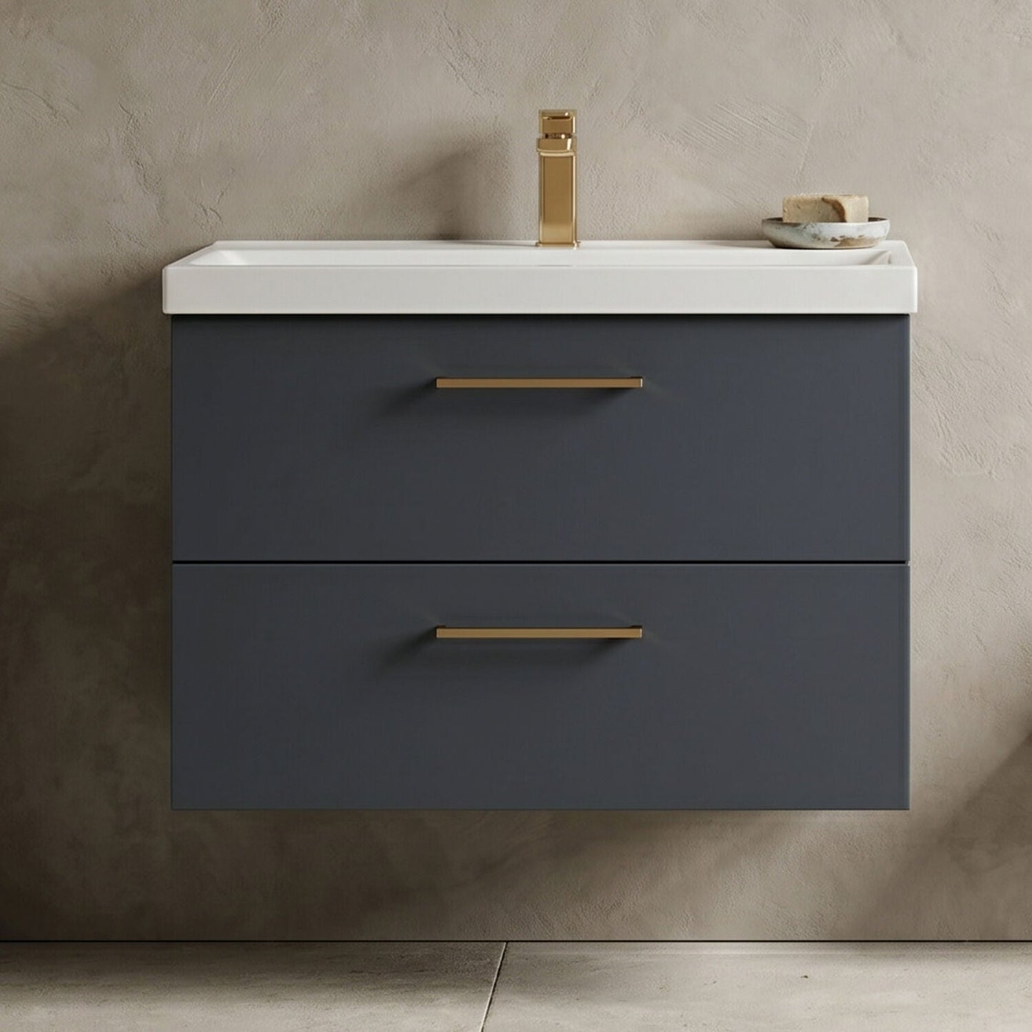 [BFLE1426AH1516] Bramshall Wall Hung 2 Drawer Vanity Unit with Mid-Edge Ceramic Basin - Choice of Colour, Handle Finish and Size - Silo