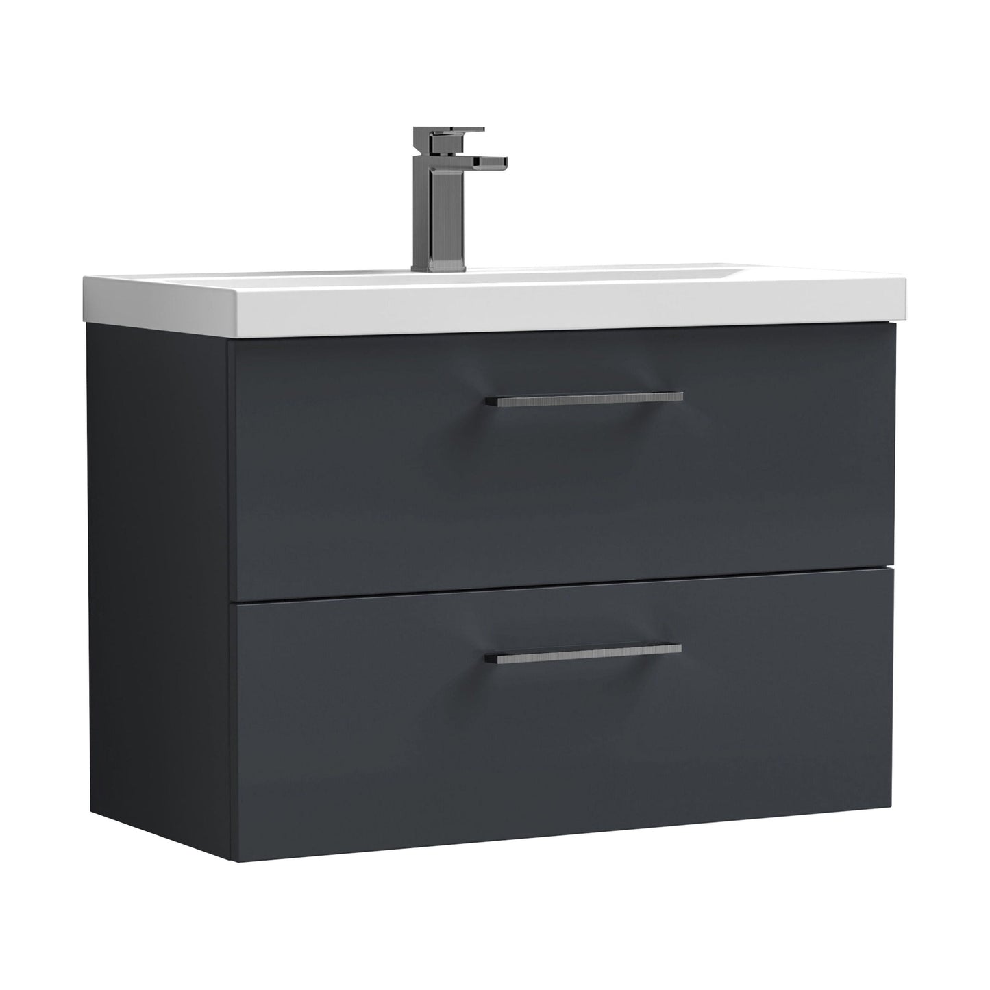 [BFLE1426AH716] Bramshall Wall Hung 2 Drawer Vanity Unit with Mid-Edge Ceramic Basin - Choice of Colour, Handle Finish and Size - Cutout