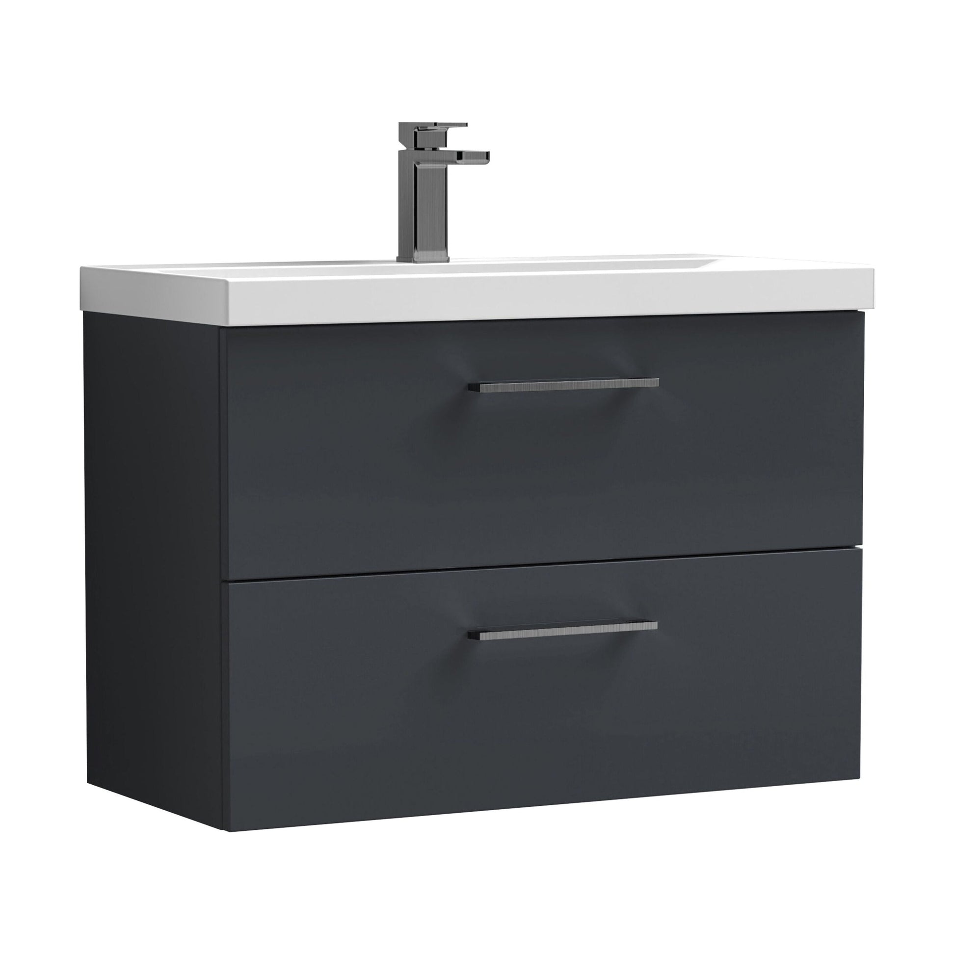 [BFLE1426AH716] Bramshall Wall Hung 2 Drawer Vanity Unit with Mid-Edge Ceramic Basin - Choice of Colour, Handle Finish and Size - Cutout