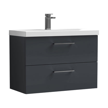 [BFLE1426AH716] Bramshall Wall Hung 2 Drawer Vanity Unit with Mid-Edge Ceramic Basin - Choice of Colour, Handle Finish and Size - Cutout