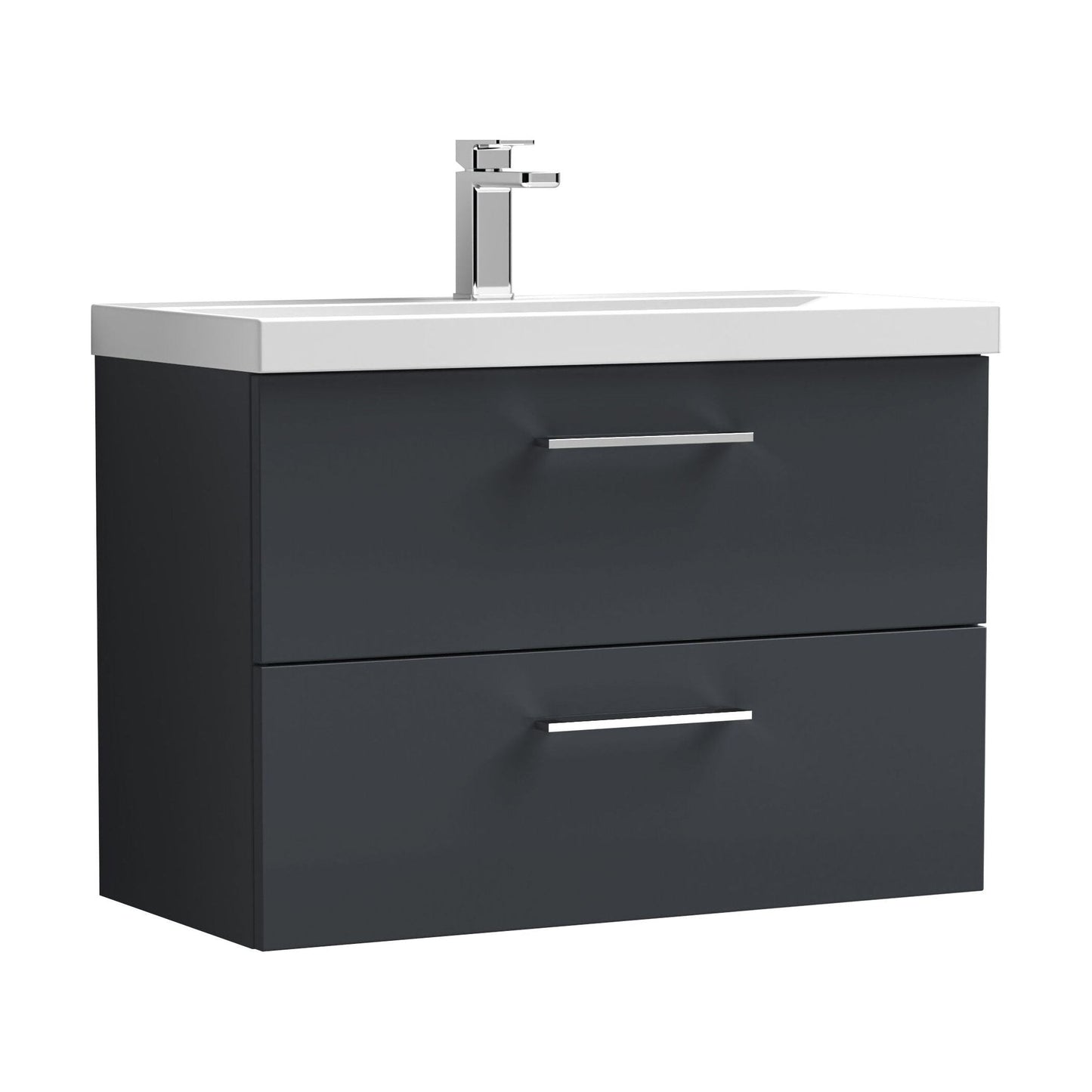 [BFLE1426A] Bramshall Wall Hung 2 Drawer Vanity Unit with Mid-Edge Ceramic Basin - Choice of Colour, Handle Finish and Size - Cutout