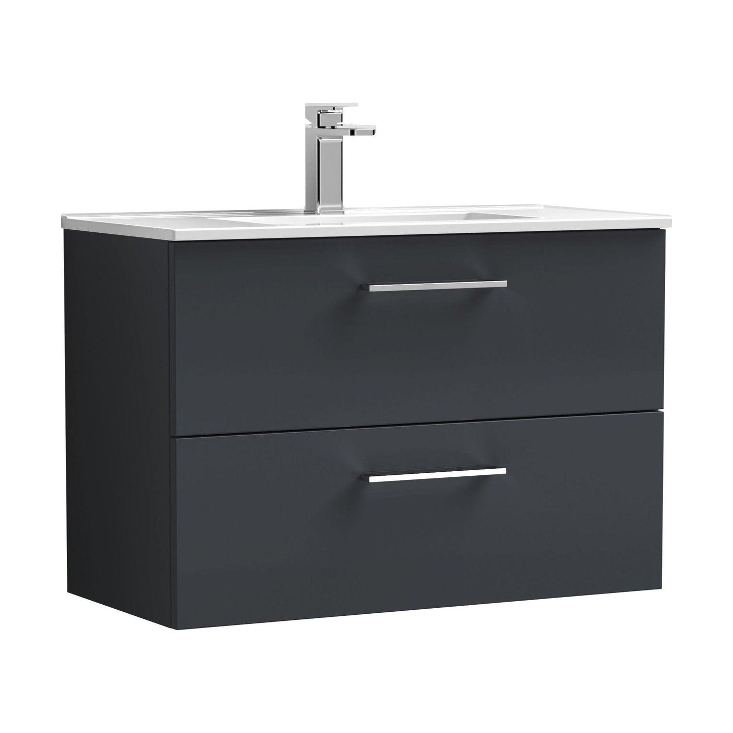 [BFLE1426B] Balterley  Modern Bathroom 1 Soft Close Drawer & Minimalist Wall Hung Vanity Unit Basin, Dark Grey, 435mm - Cutout