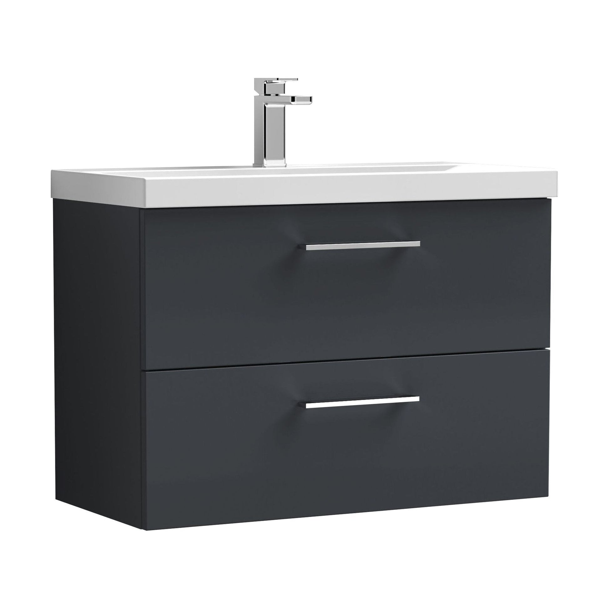 [BFLE1426D] Balterley  Contemporary Bathroom 2 Soft Close Drawers & Thin-Edge Wall Hung Vanity Unit Basin, Dark Grey, 800mm - Cutout