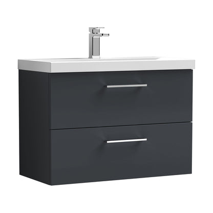 [BFLE1426D] Balterley  Contemporary Bathroom 2 Soft Close Drawers & Thin-Edge Wall Hung Vanity Unit Basin, Dark Grey, 800mm - Cutout