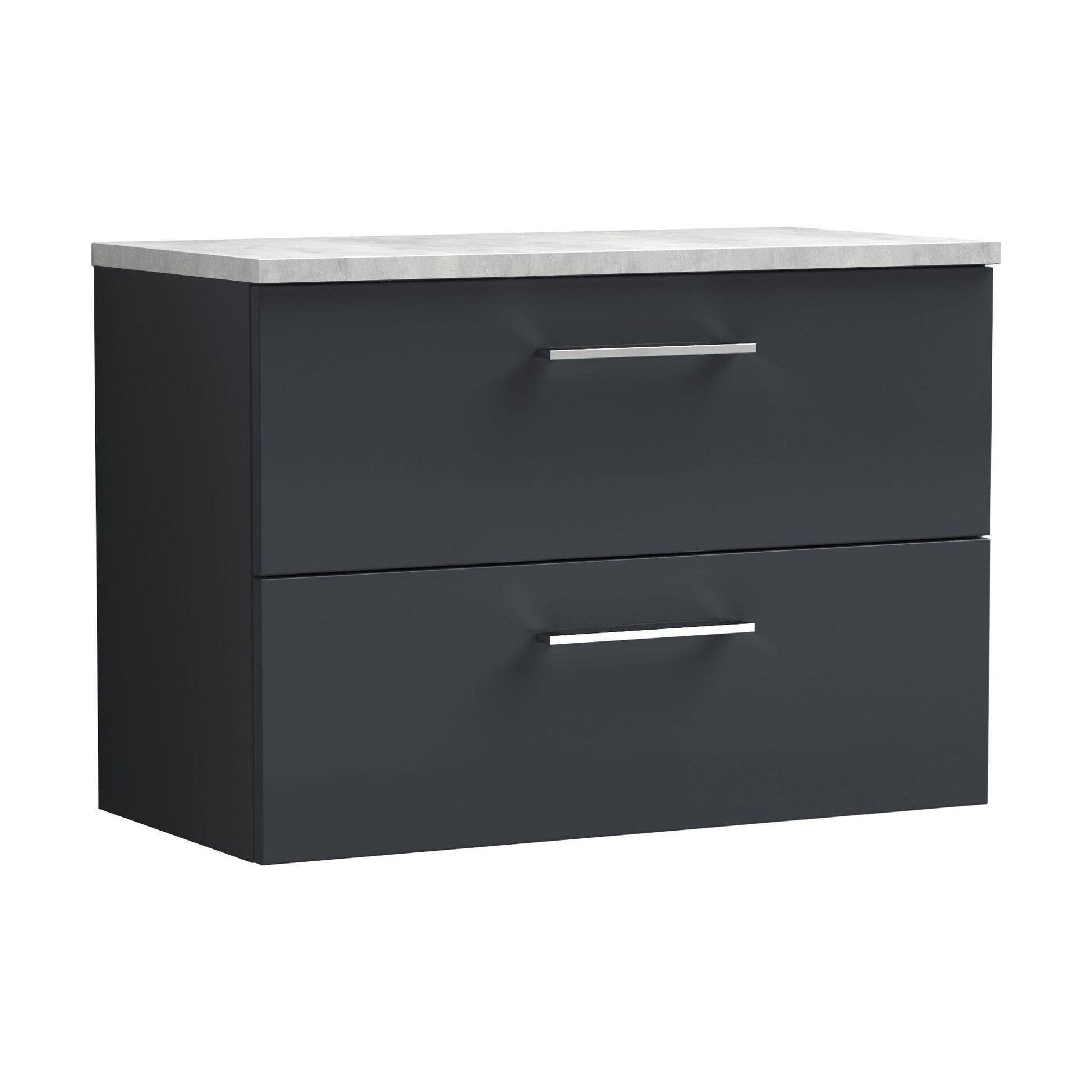 [BFLE1426LBG] Balterley Level 800mm Wall Hung 2 Drawer Vanity Unit with Laminate Worktop for Stylish Compact Bathroom Storage - Dark Grey - Cutout