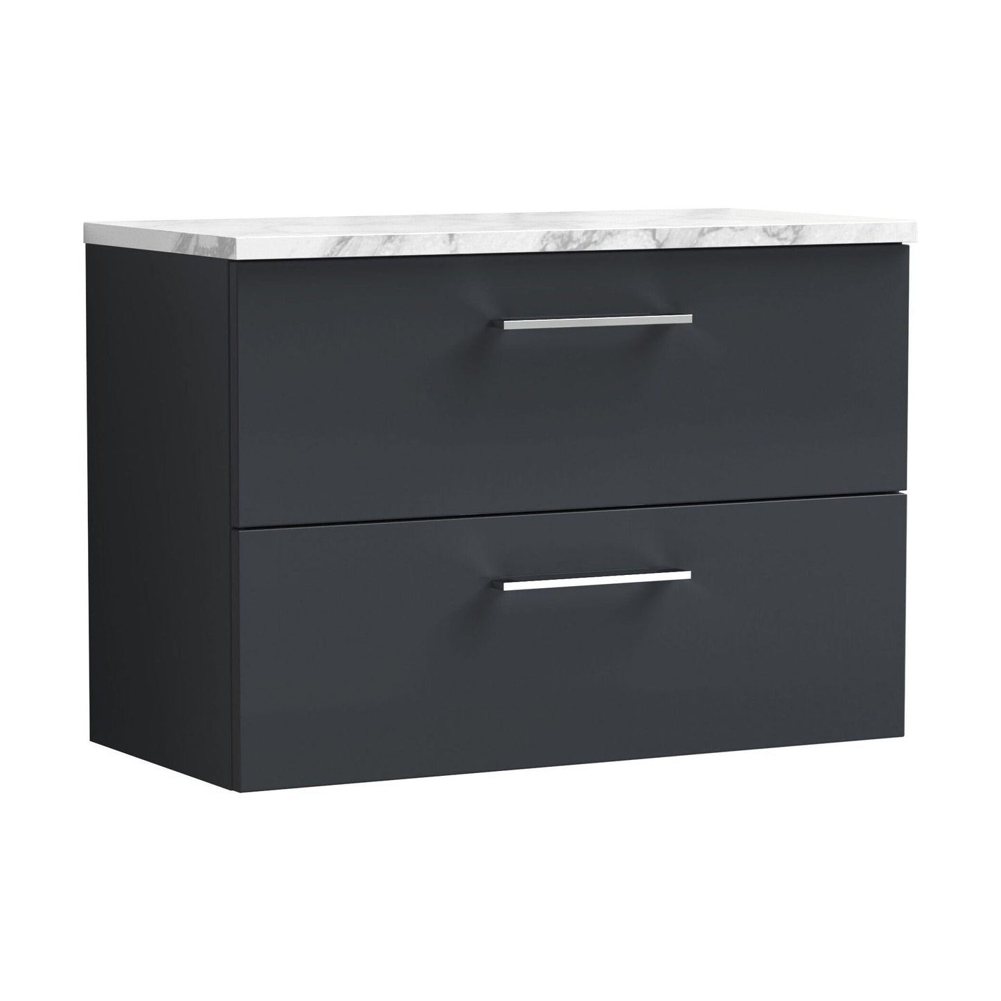 [BFLE1426LCM] Balterley Level 800mm Wall Hung 2 Drawer Vanity Unit with Laminate Worktop for Stylish Compact Bathroom Storage Dark Grey - Cutout