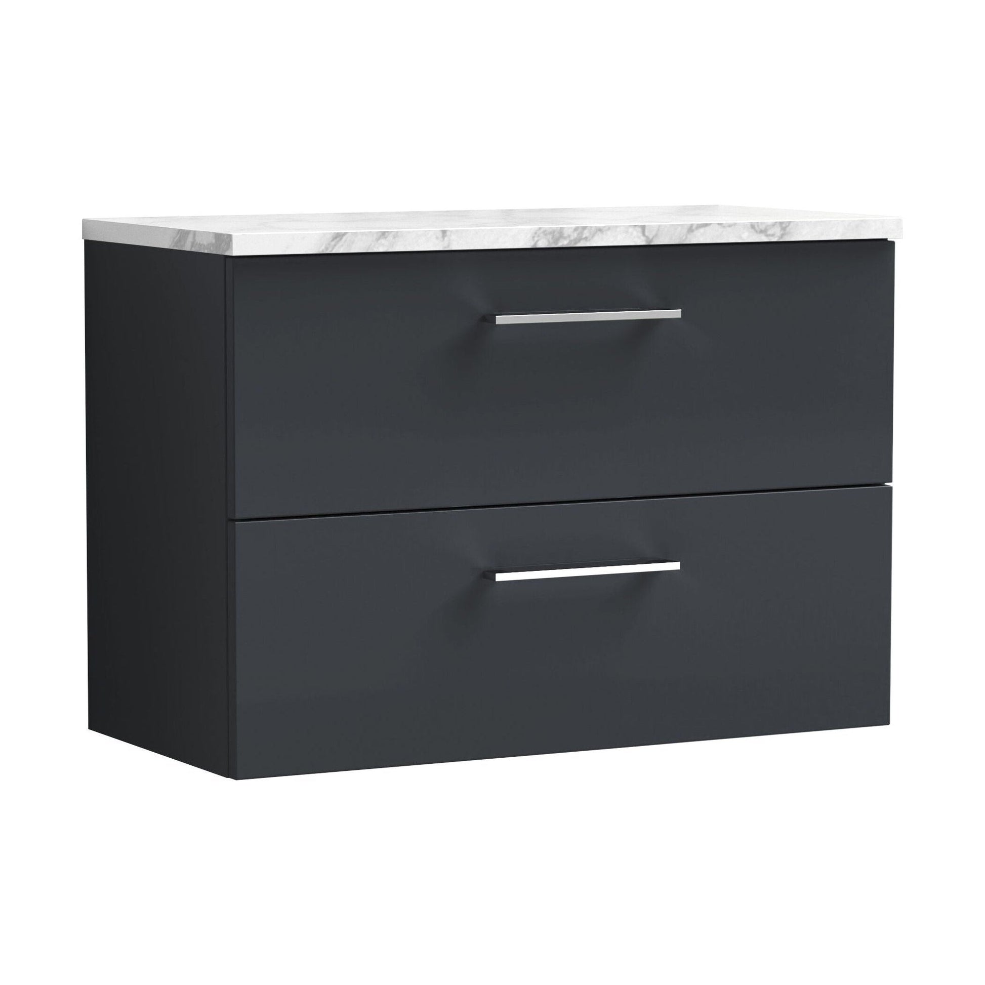 [BFLE1426LCM] Balterley Level 800mm Wall Hung 2 Drawer Vanity Unit with Laminate Worktop for Stylish Compact Bathroom Storage Dark Grey - Cutout