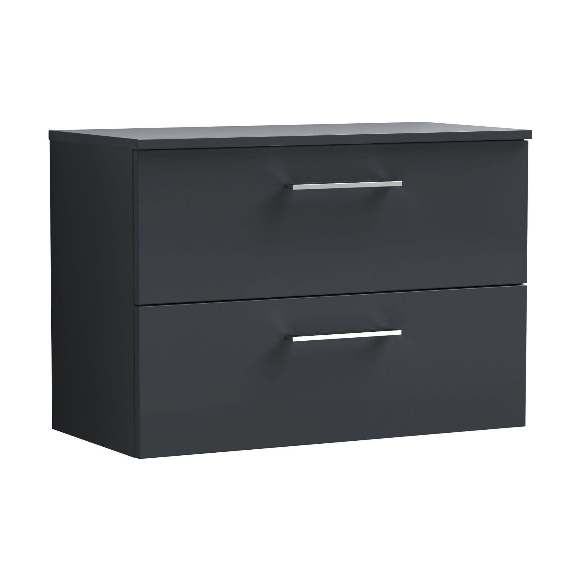[BFLE1426W] Balterley Level Modern Bathroom 800mm Wall Hung 2 Soft Close Drawer Vanity Unit with Worktop, 557 x 805 x 390mm, Dark Grey - Cutout