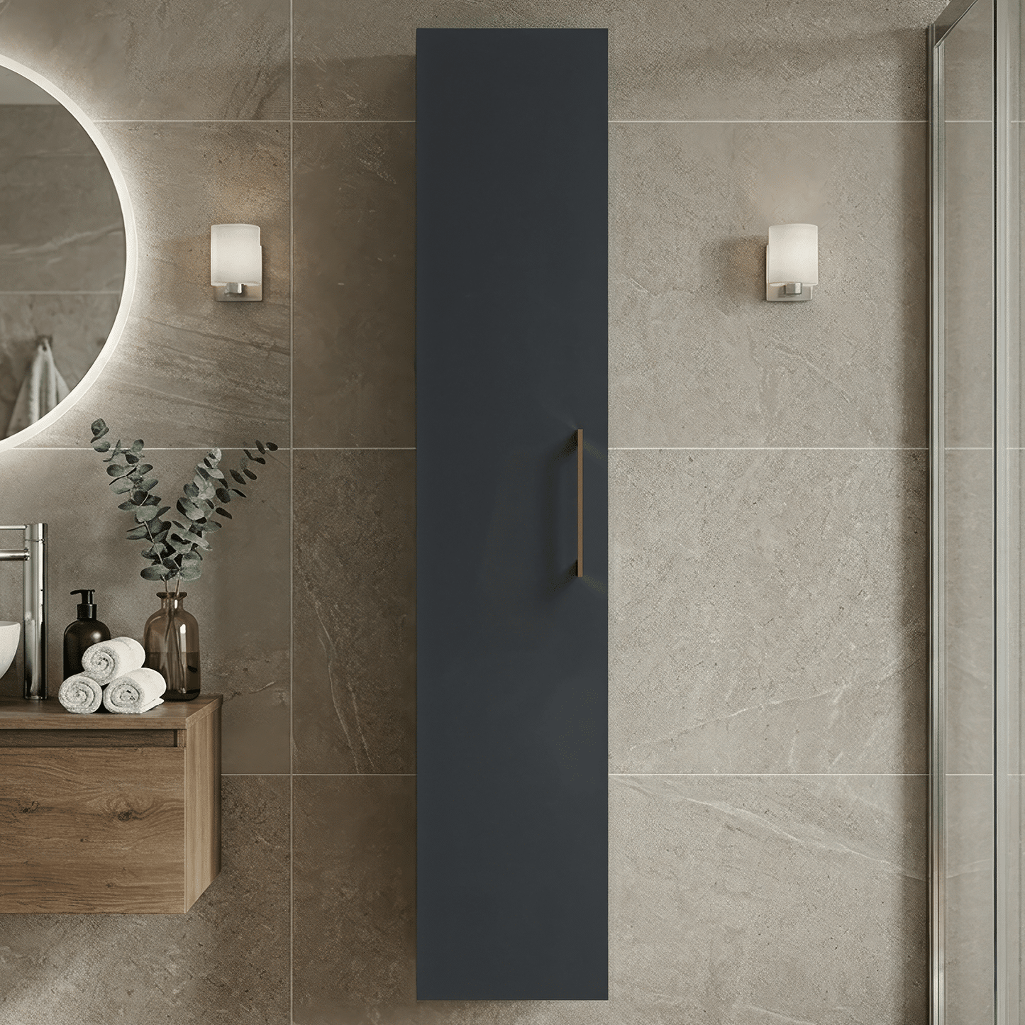 [BFLE1461H1516] Bramshall 300mm Wall Hung 1 Door Tall Unit - Choice of Colour and Handle Finish - Silo