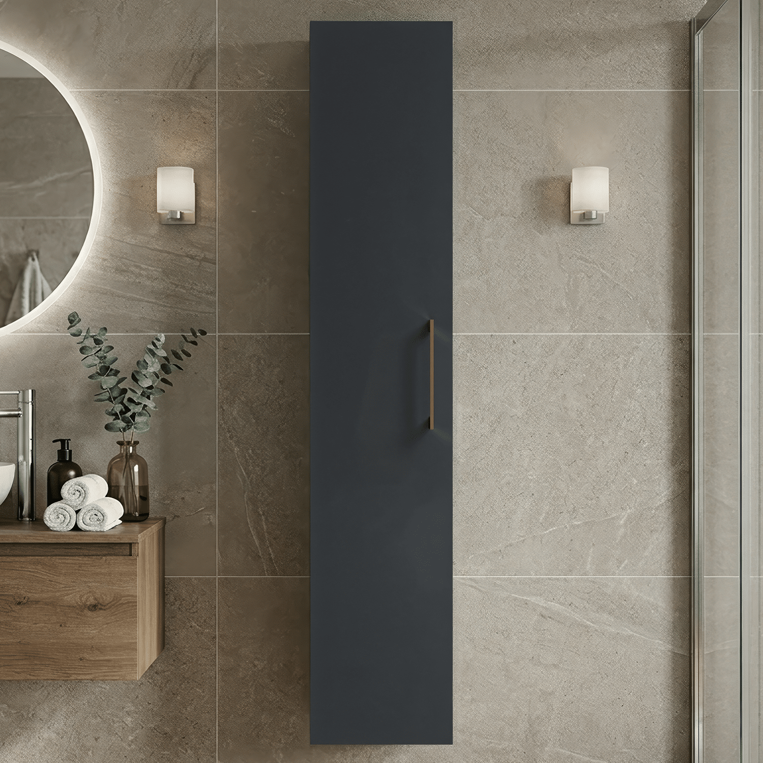 [BFLE1461H1516] Bramshall 300mm Wall Hung 1 Door Tall Unit - Choice of Colour and Handle Finish - Silo