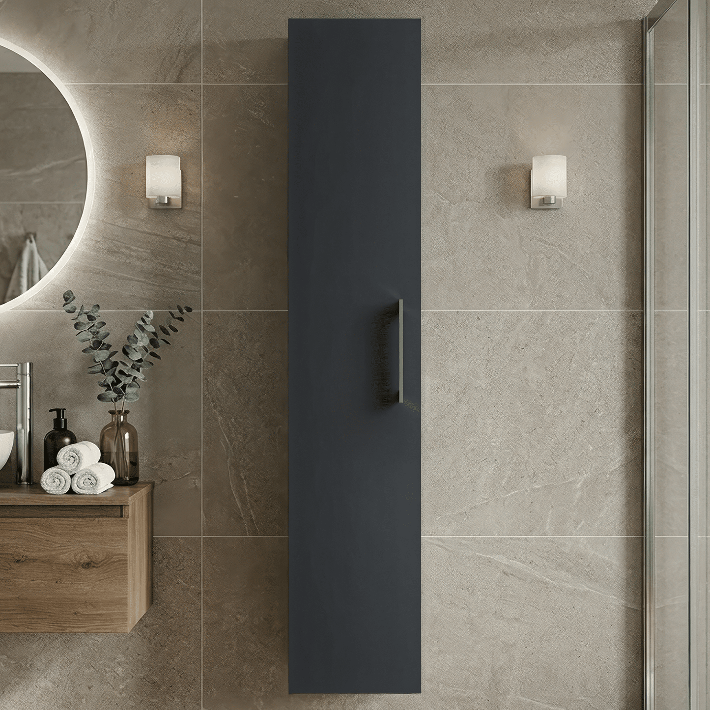 [BFLE1461H716] Bramshall 300mm Wall Hung 1 Door Tall Unit - Choice of Colour and Handle Finish - Silo