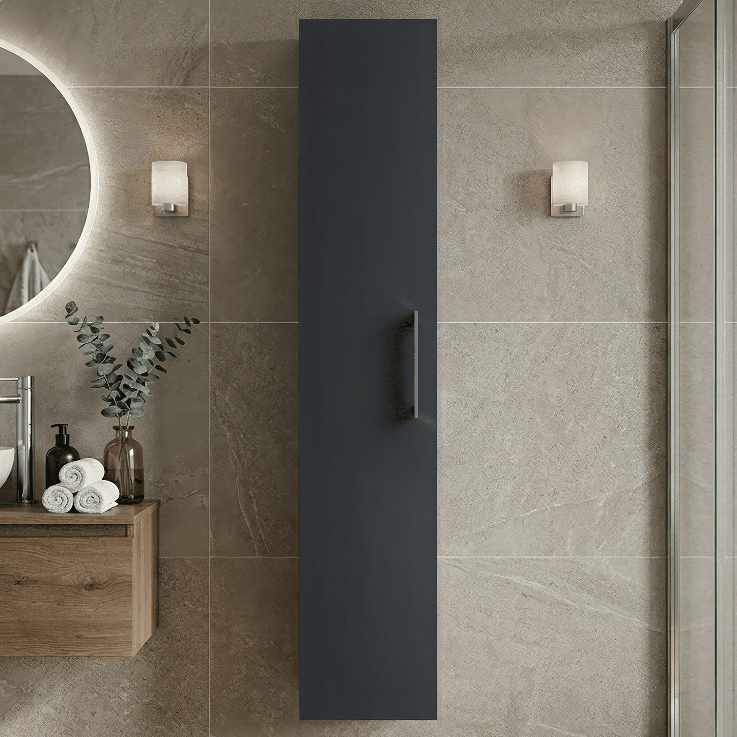 [BFLE1461H716] Bramshall 300mm Wall Hung 1 Door Tall Unit - Choice of Colour and Handle Finish - Silo