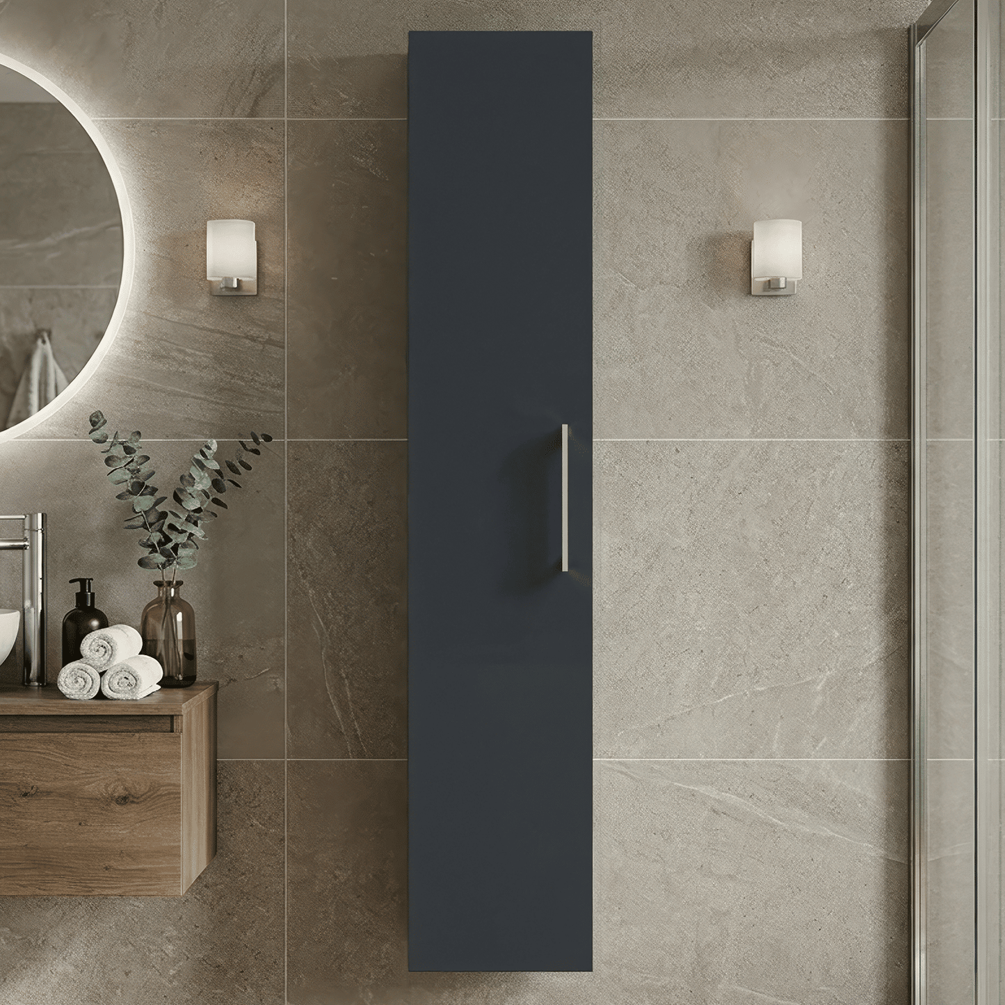 [BFLE1461] Bramshall 300mm Wall Hung 1 Door Tall Unit - Choice of Colour and Handle Finish - Silo