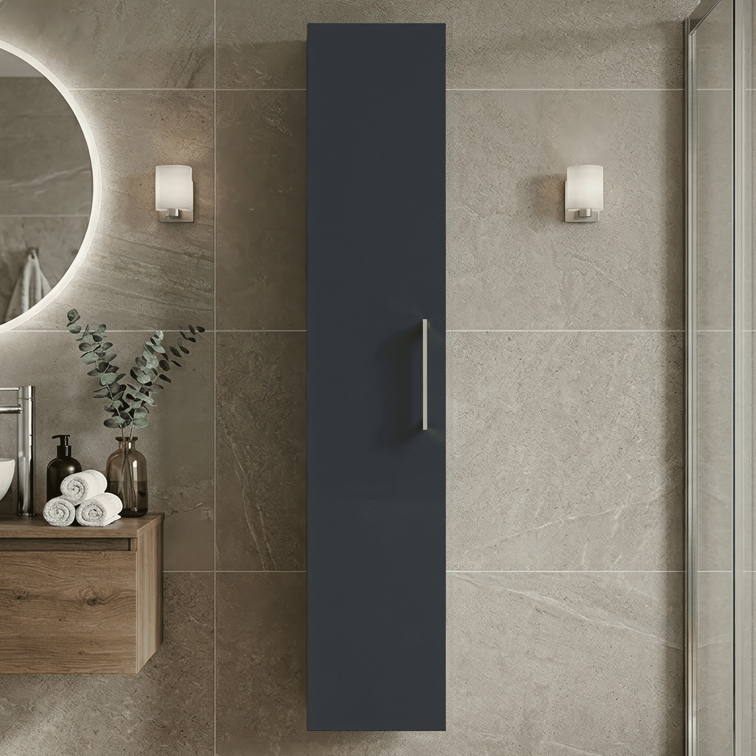 [BFLE1461] Bramshall 300mm Wall Hung 1 Door Tall Unit - Choice of Colour and Handle Finish - Silo