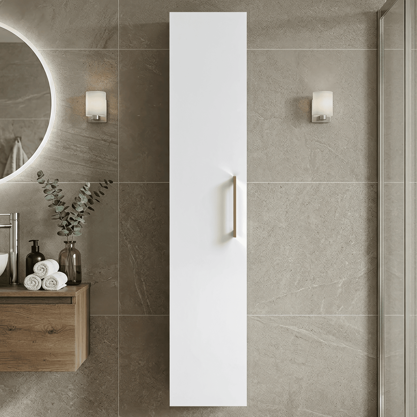 [BFLE161H017] Bramshall 300mm Wall Hung 1 Door Tall Unit - Choice of Colour and Handle Finish - Silo
