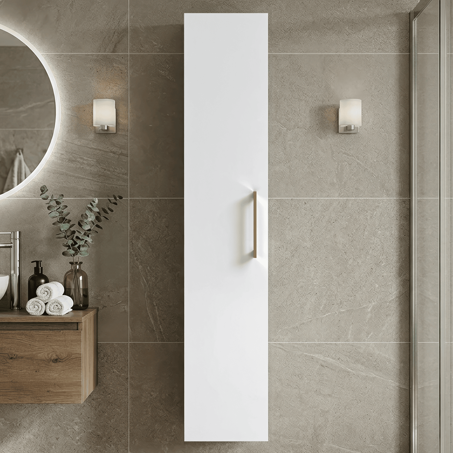 [BFLE161H017] Bramshall 300mm Wall Hung 1 Door Tall Unit - Choice of Colour and Handle Finish - Silo