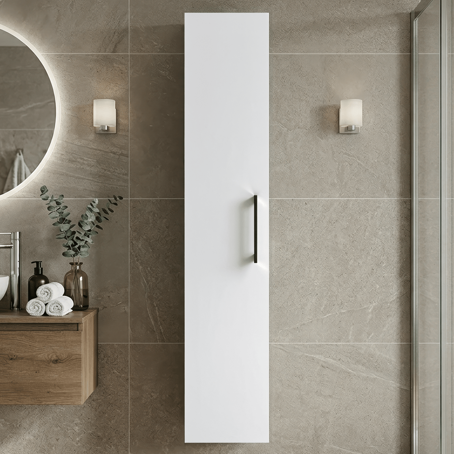 [BFLE161H018] Bramshall 300mm Wall Hung 1 Door Tall Unit - Choice of Colour and Handle Finish - Silo