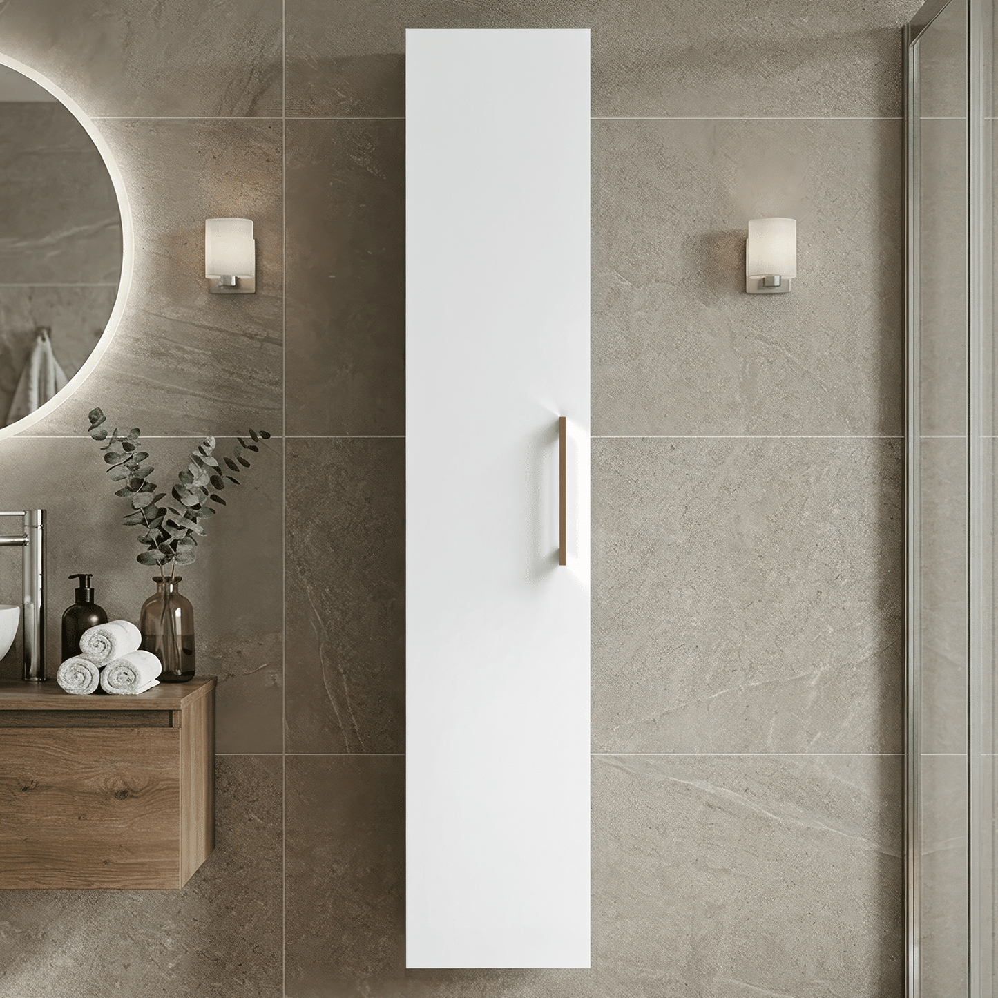 [BFLE161H019] Bramshall 300mm Wall Hung 1 Door Tall Unit - Choice of Colour and Handle Finish - Silo