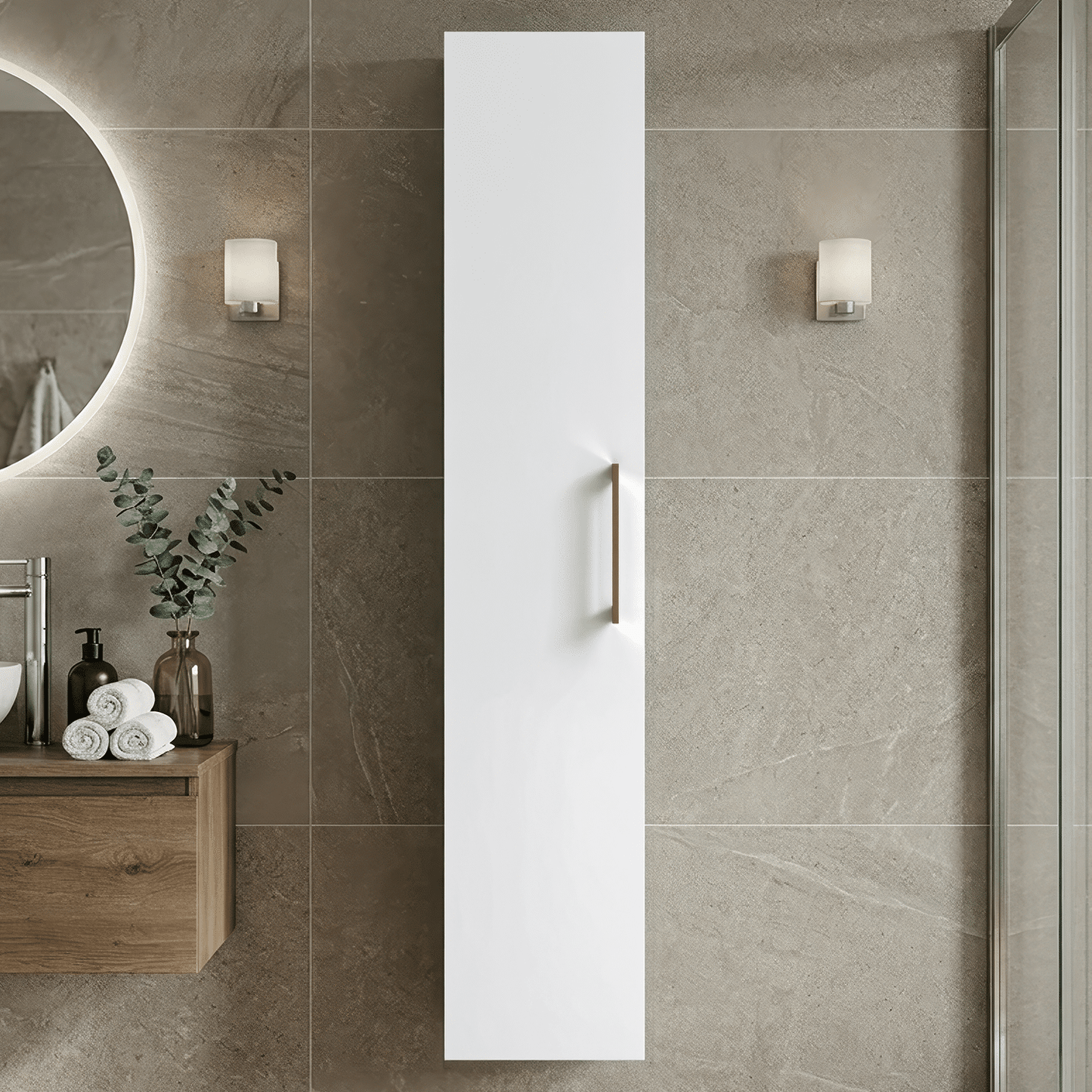 [BFLE161H1516] Bramshall 300mm Wall Hung 1 Door Tall Unit - Choice of Colour and Handle Finish - Silo