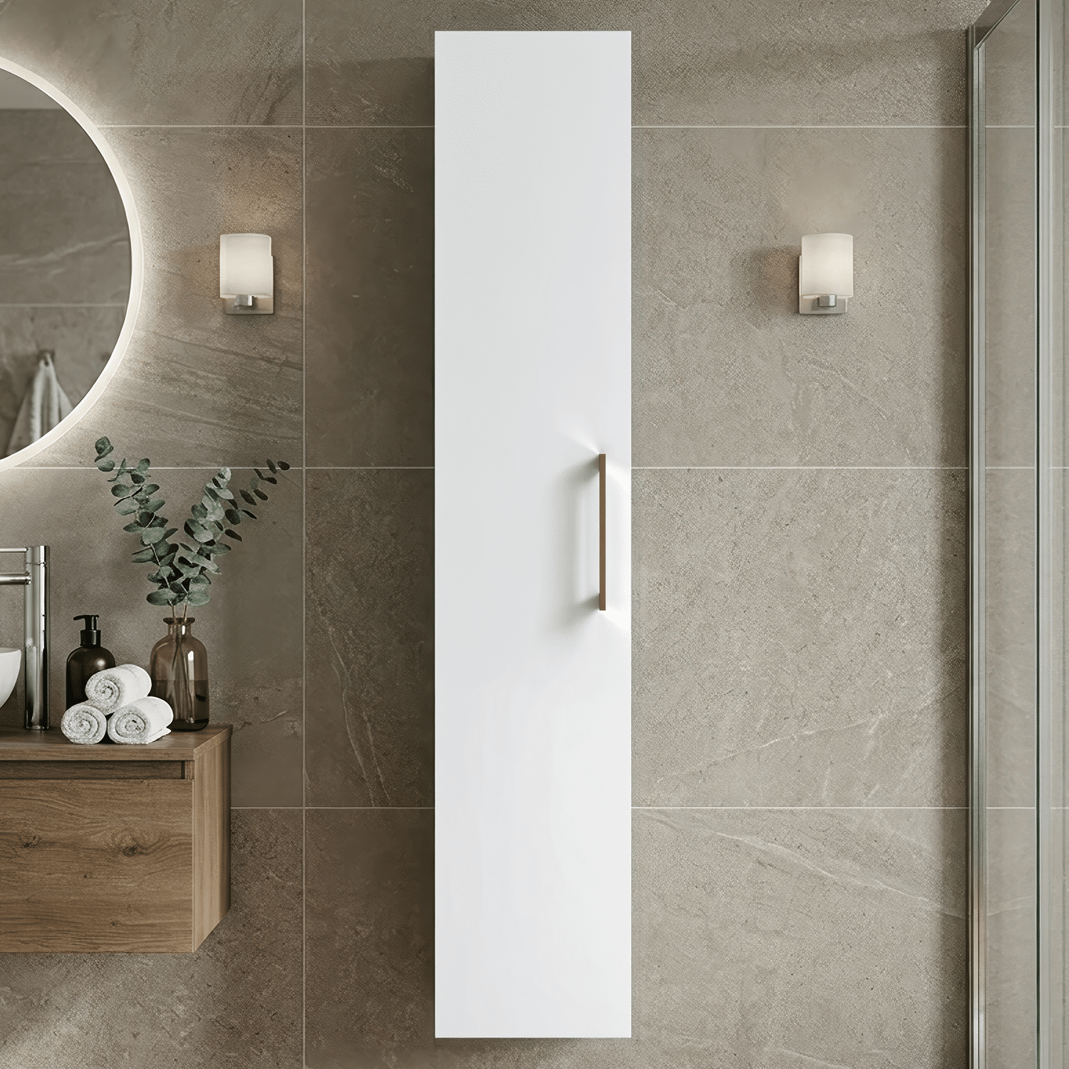 [BFLE161H1516] Bramshall 300mm Wall Hung 1 Door Tall Unit - Choice of Colour and Handle Finish - Silo