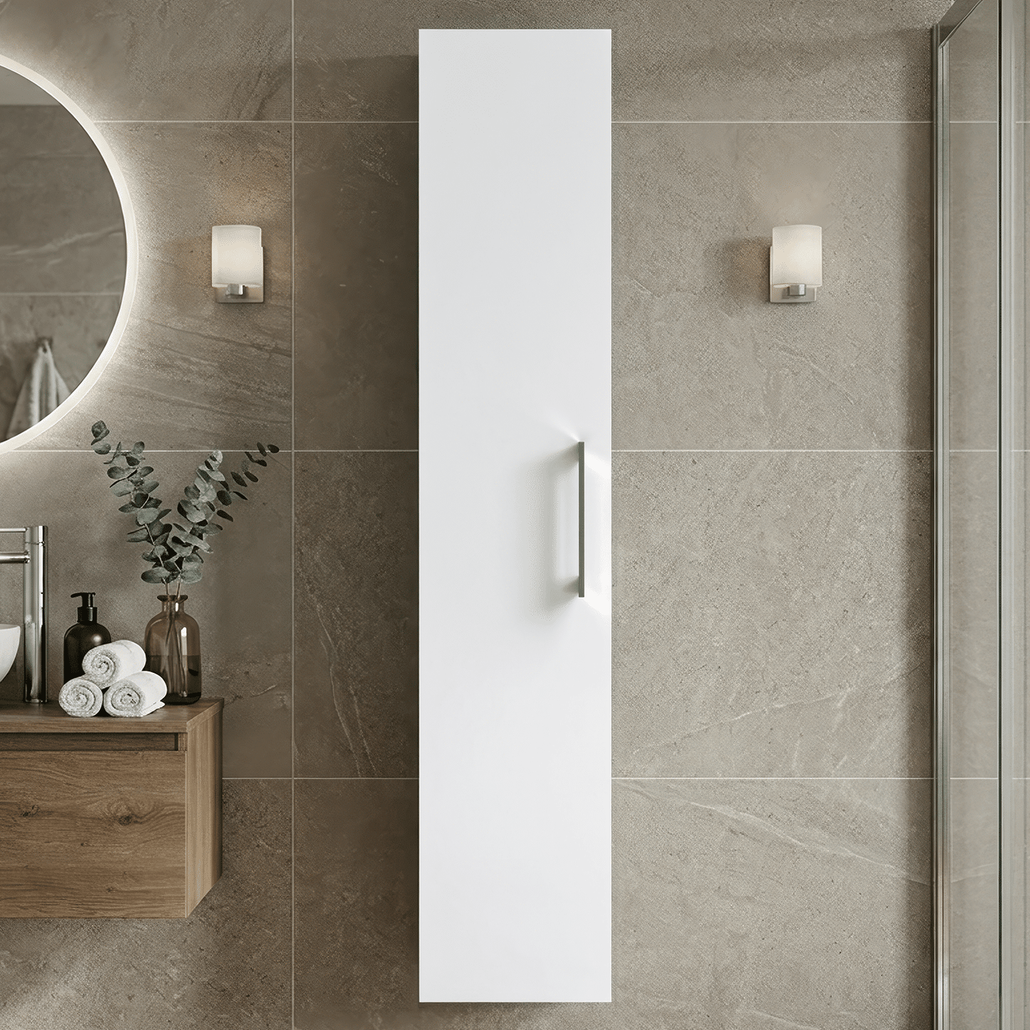 [BFLE161H716] Bramshall 300mm Wall Hung 1 Door Tall Unit - Choice of Colour and Handle Finish - Silo