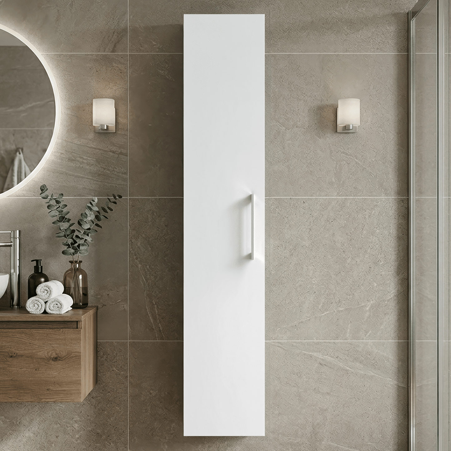 [BFLE161] Bramshall 300mm Wall Hung 1 Door Tall Unit - Choice of Colour and Handle Finish - Silo