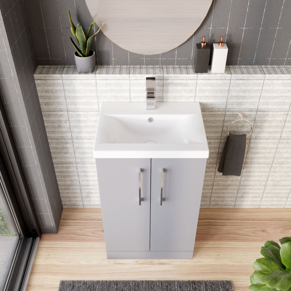 [BFLE2201A] Contemporary Floor Standing Vanity Unit with Mid-Edge Basin, Choice of Size - Lifestyle 2