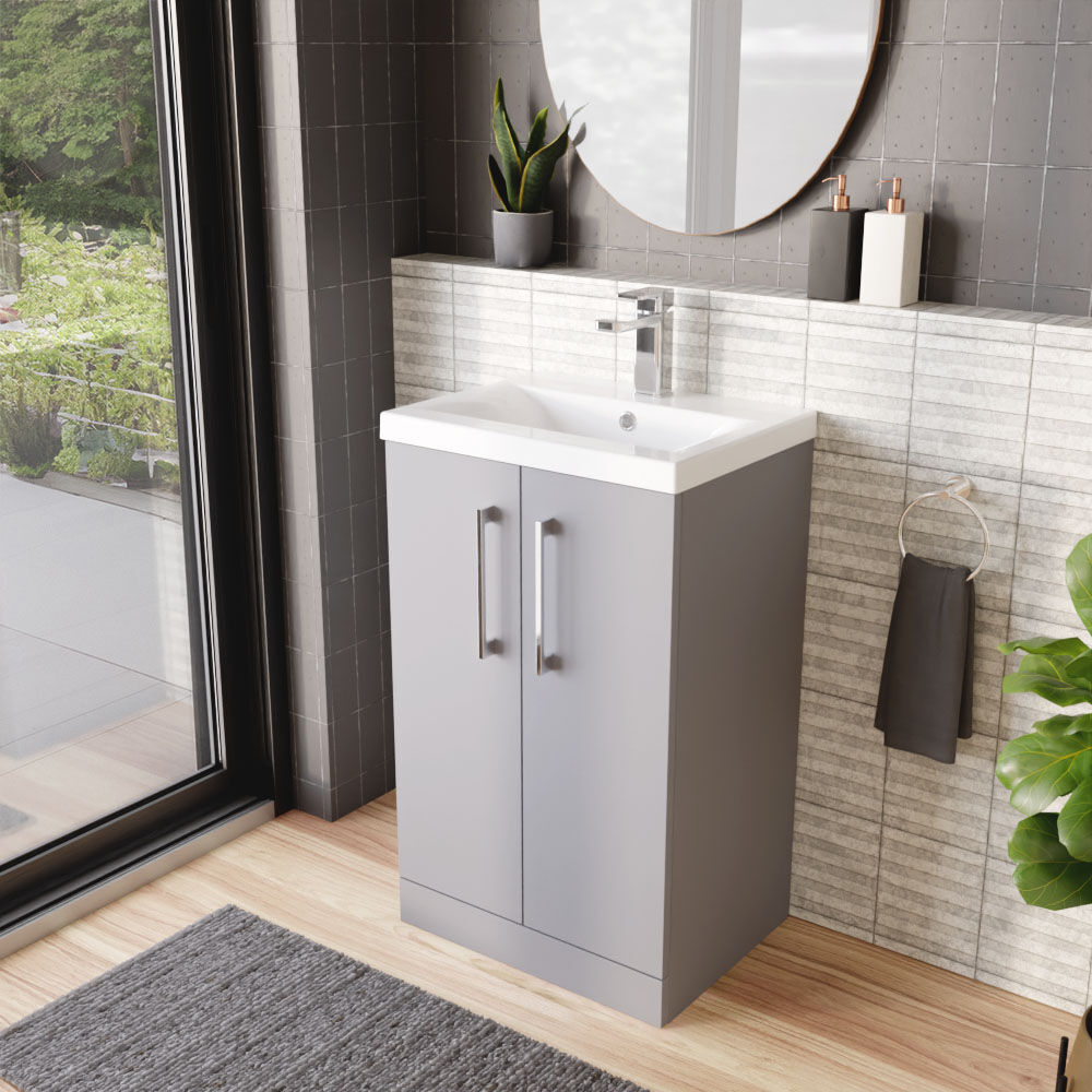 [BFLE2201A] Contemporary Floor Standing Vanity Unit with Mid-Edge Basin, Choice of Size - Lifestyle 3