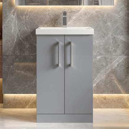 [BFLE2201A] Contemporary Floor Standing Vanity Unit with Mid-Edge Basin, Choice of Size - Silo