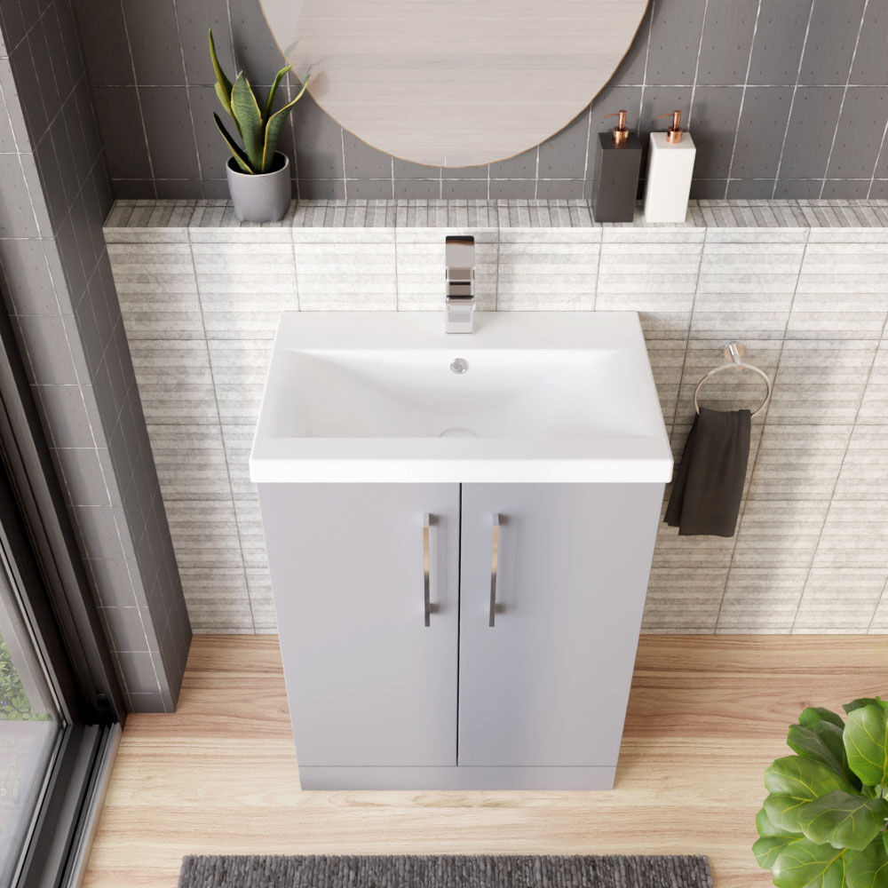 [BFLE2203A] Contemporary Floor Standing Vanity Unit with Mid-Edge Basin, Choice of Size - Lifestyle 2