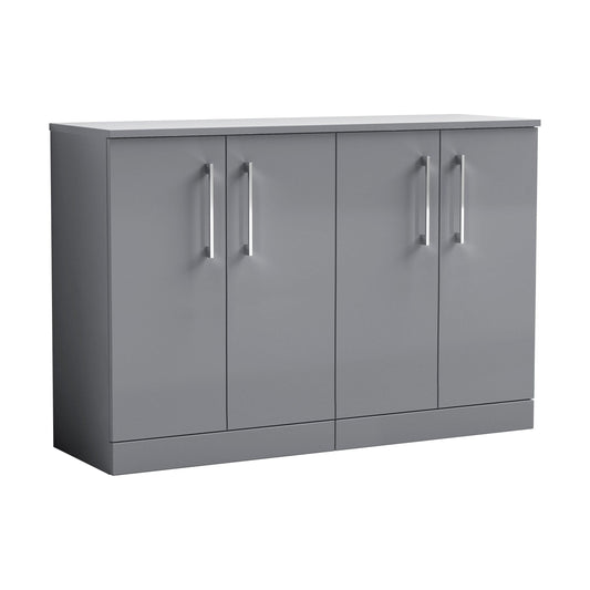 [BFLE2203W2] Balterley Level Modern Bathroom 2 Door Floor Standing Vanity Unit with Laminate Worktop & Handles, Satin Grey, 1205 mm - Cutout
