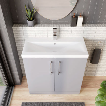 [BFLE2205A] Contemporary Floor Standing Vanity Unit with Mid-Edge Basin, Choice of Size - Lifestyle 2