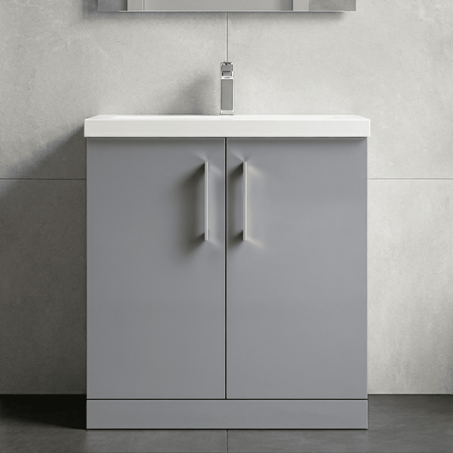 [BFLE2205A] Contemporary Floor Standing Vanity Unit with Mid-Edge Basin, Choice of Size - Silo