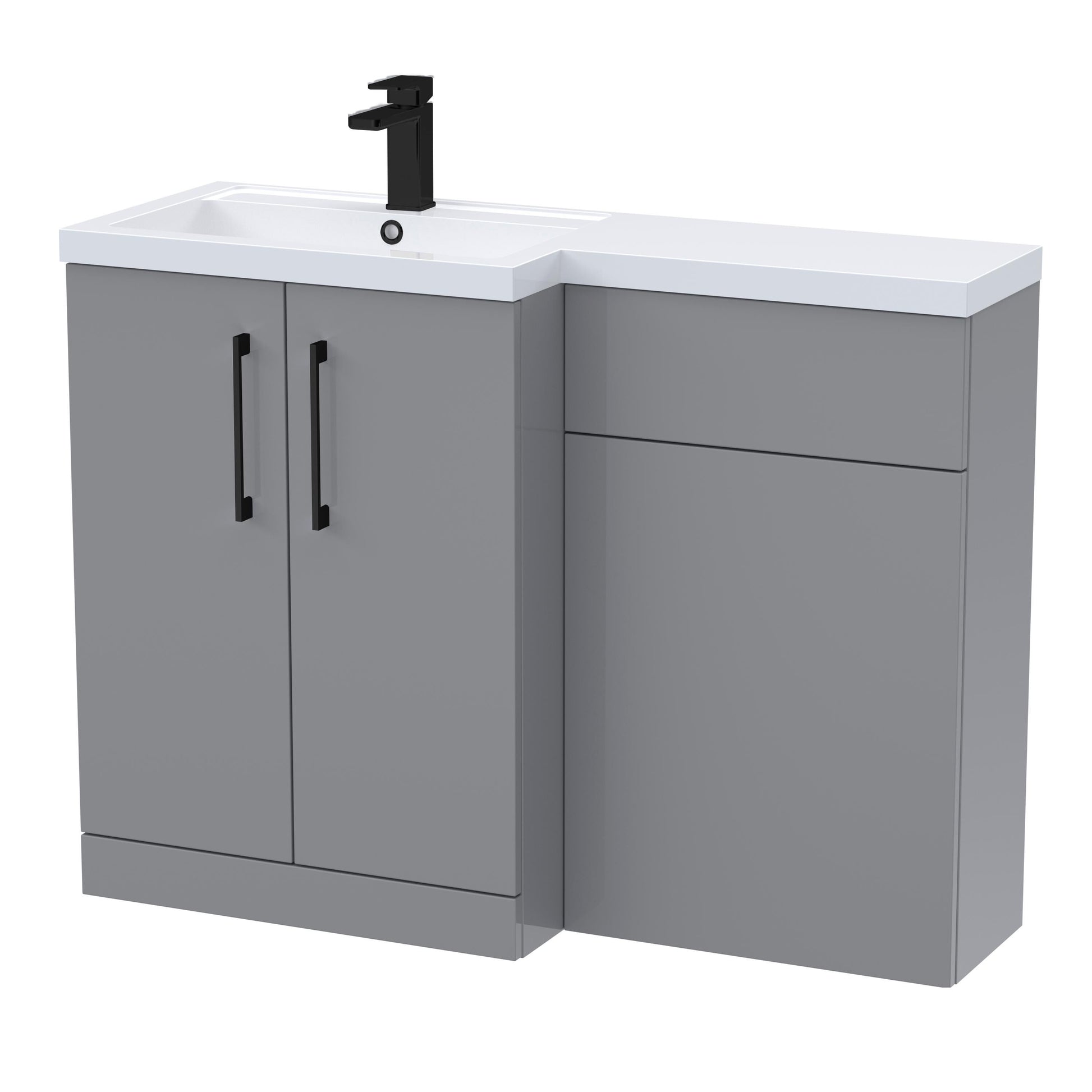 [BFLE2211LH018] Bramshall Combination Vanity Unit with Basin & WC, Left Hand, 1100mm x 390mm - Choice of Colour and Handle Finish - Cutout