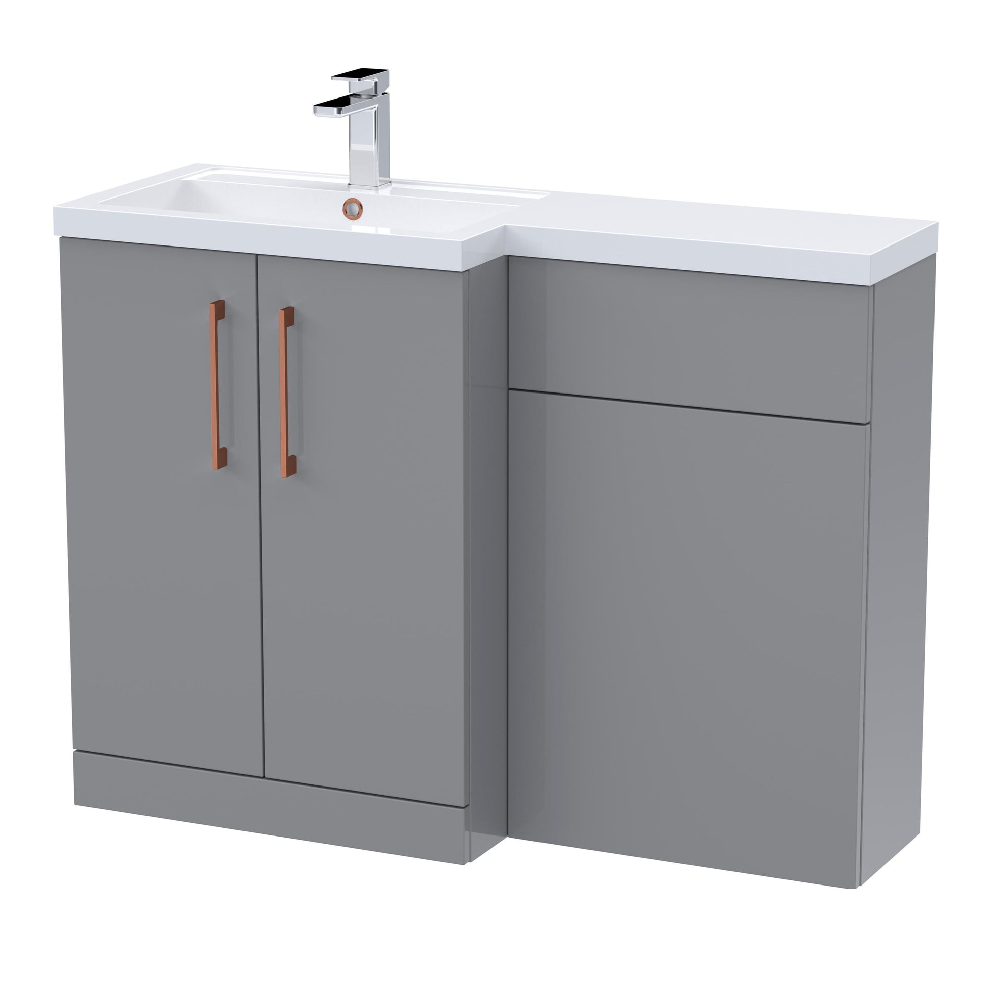 [BFLE2211LH019] Bramshall Combination Vanity Unit with Basin & WC, Left Hand, 1100mm x 390mm - Choice of Colour and Handle Finish - Cutout