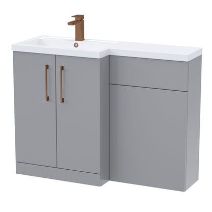 [BFLE2211LH1516] Bramshall Combination Vanity Unit with Basin & WC, Left Hand, 1100mm x 390mm - Choice of Colour and Handle Finish - Cutout