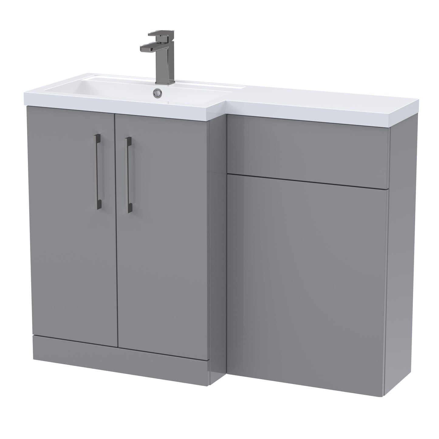 [BFLE2211LH716] Bramshall Combination Vanity Unit with Basin & WC, Left Hand, 1100mm x 390mm - Choice of Colour and Handle Finish - Cutout