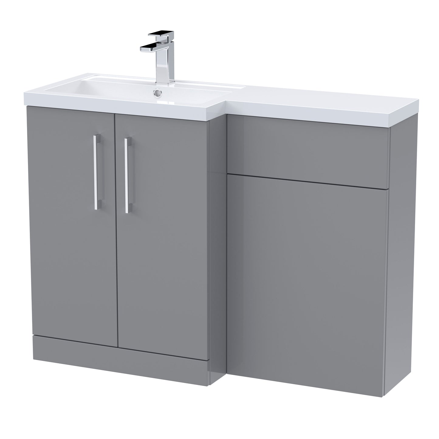 [BFLE2211L] Bramshall Combination Vanity Unit with Basin & WC, Left Hand, 1100mm x 390mm - Choice of Colour and Handle Finish - Cutout