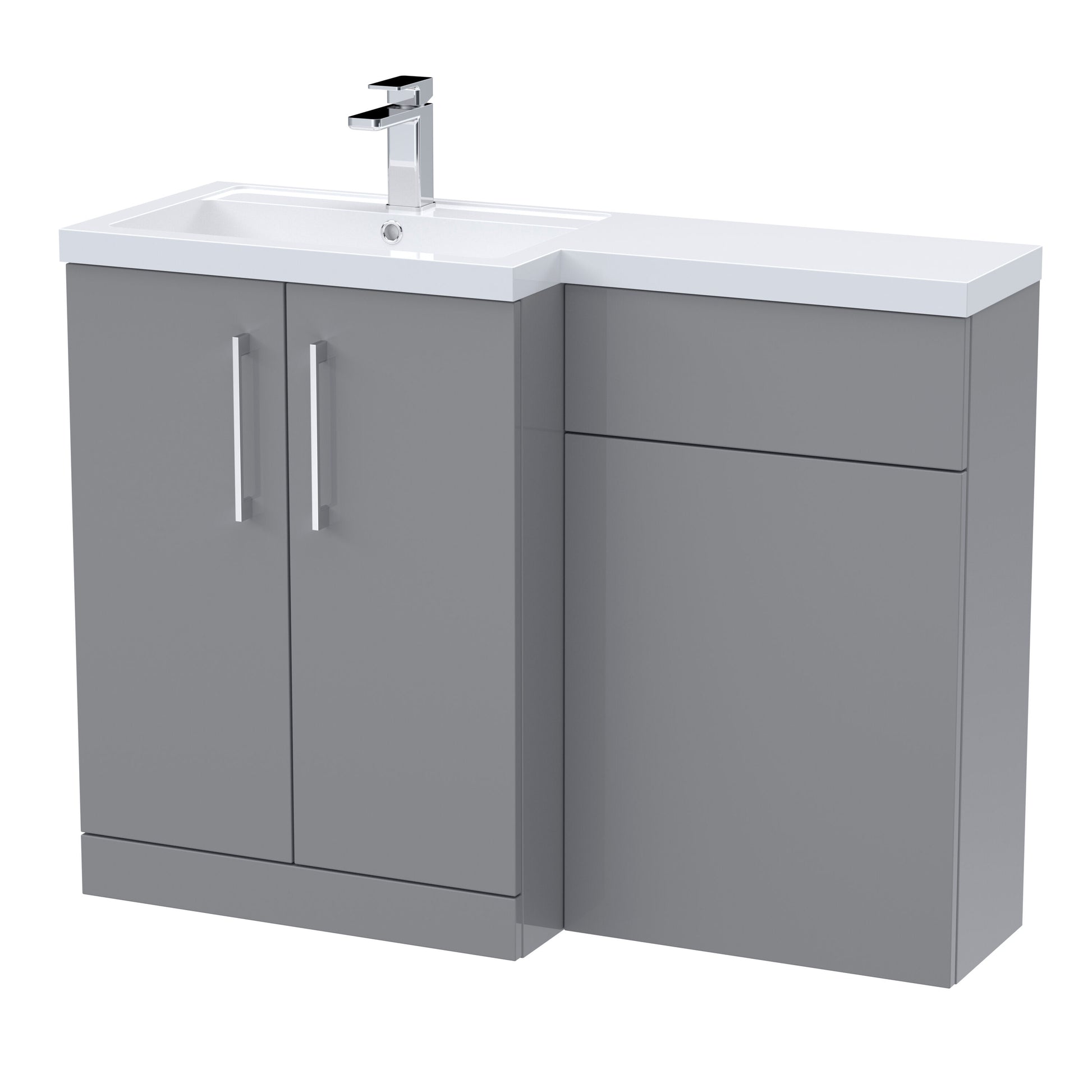 [BFLE2211L] Bramshall Combination Vanity Unit with Basin & WC, Left Hand, 1100mm x 390mm - Choice of Colour and Handle Finish - Cutout