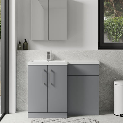 [BFLE2211L] Bramshall Combination Vanity Unit with Basin & WC, Left Hand, 1100mm x 390mm - Choice of Colour and Handle Finish - Lifestyle 1