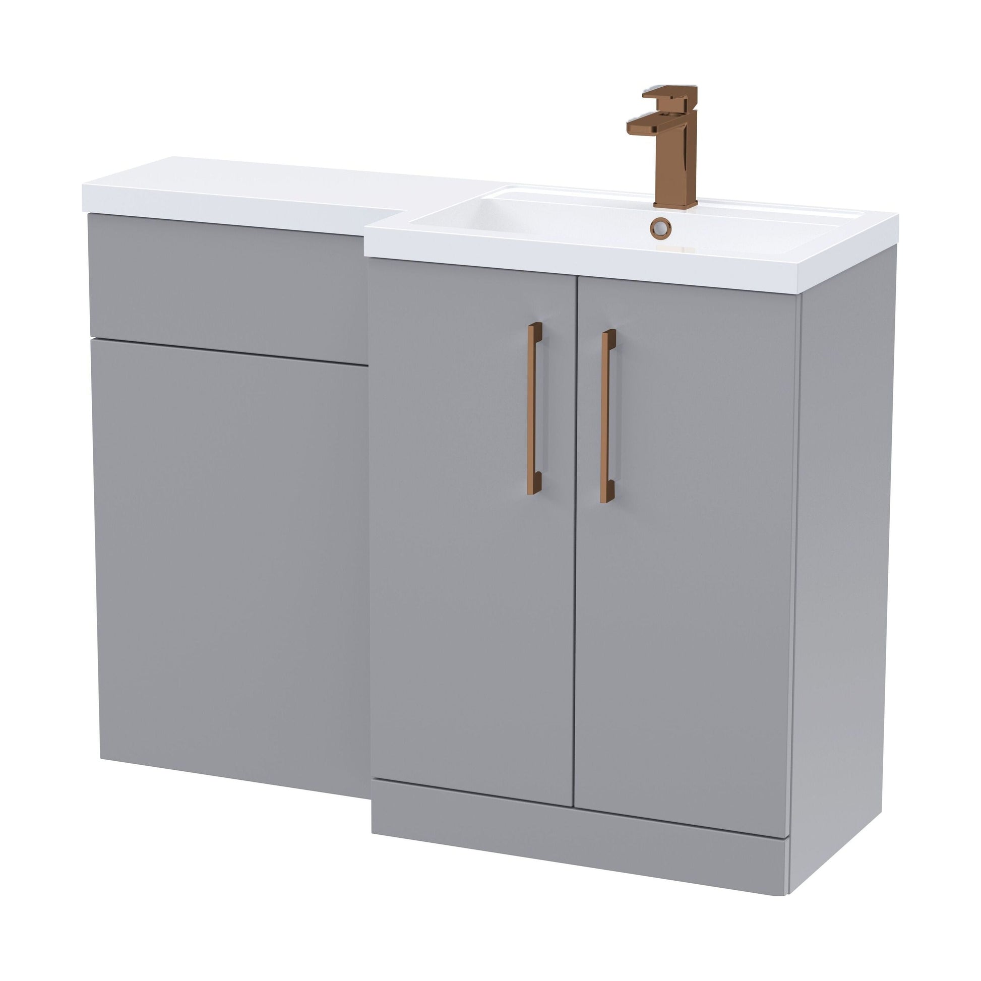 [BFLE2211RH1516] Bramshall Combination Vanity Unit with Basin & WC, Right Hand, 1100mm x 390mm - Choice of Colour and Handle Finish - Cutout