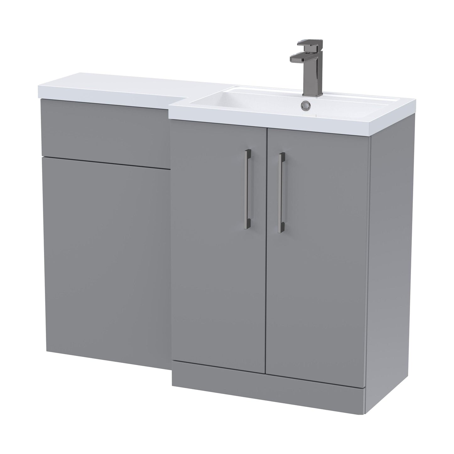 [BFLE2211RH716] Bramshall Combination Vanity Unit with Basin & WC, Right Hand, 1100mm x 390mm - Choice of Colour and Handle Finish - Cutout