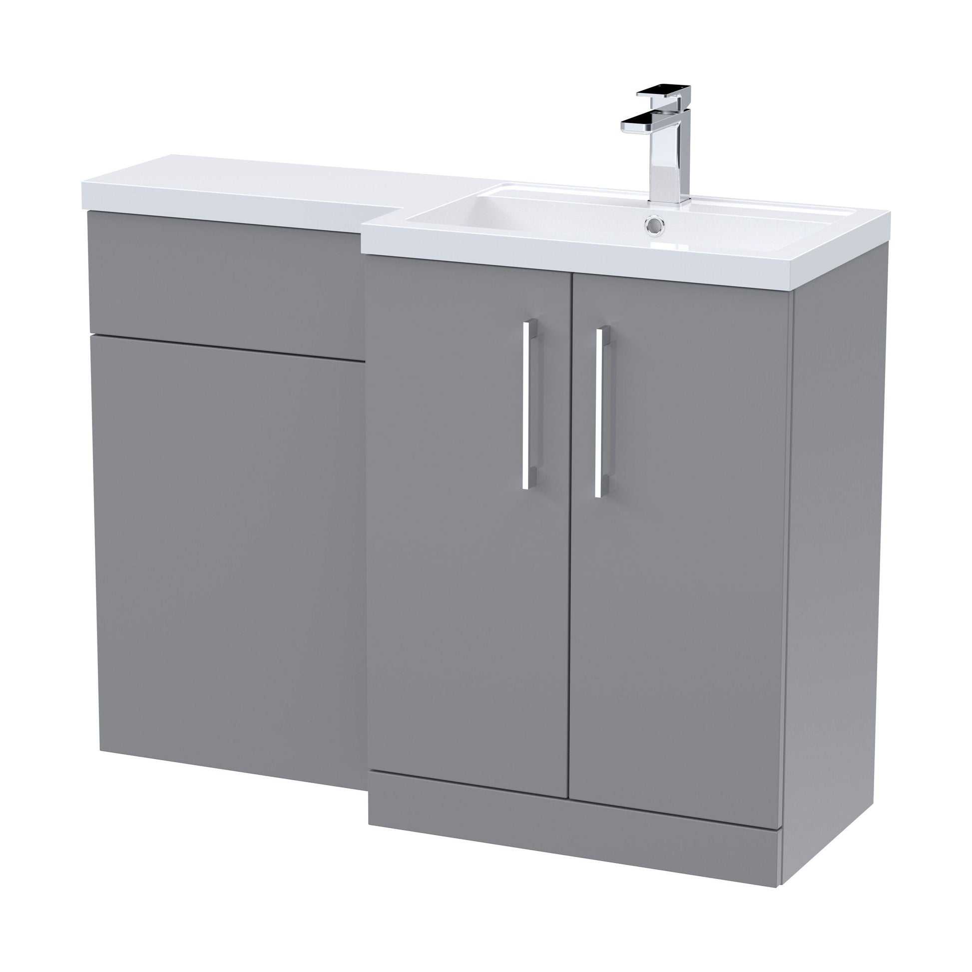 [BFLE2211R] Bramshall Combination Vanity Unit with Basin & WC, Right Hand, 1100mm x 390mm - Choice of Colour and Handle Finish - Cutout