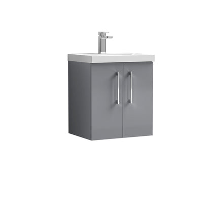 [BFLE2221A] Bramshall Contemporary 2 Door Wall Hung Vanity Basin Unit with Mid-Edge Basin, Choice of Size and Colour - Cutout