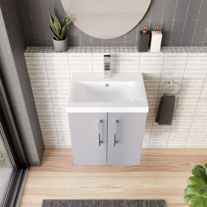 [BFLE2221A] Bramshall Contemporary 2 Door Wall Hung Vanity Basin Unit with Mid-Edge Basin, Choice of Size and Colour - Lifestyle 2