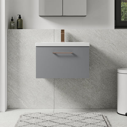 [BFLE2222AH1516] Bramshall Wall Hung 1 Drawer Vanity Unit with Mid-Edge Ceramic Basin - Choice of Colour, Handle Finish and Size - Lifestyle 1
